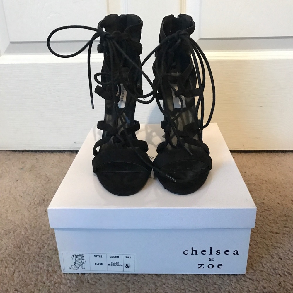 Chelsea & Zoe strappy black heels